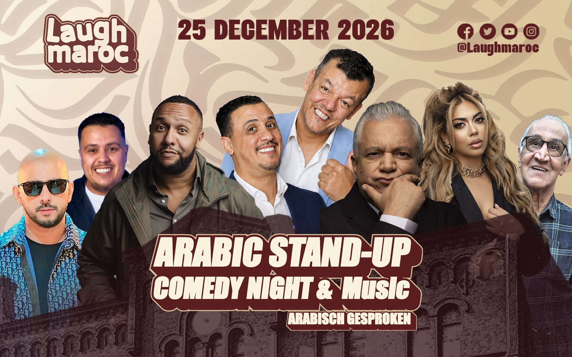 Wie er op het podium staan — Laugh Maroc, 25 december 2026, Paradiso Amsterdam